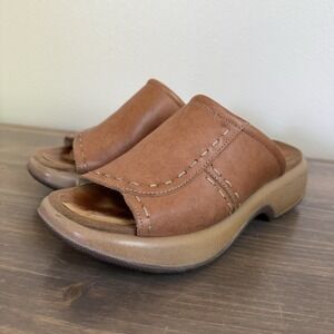 Dansko Womens 37‎ Tan Brown Slip On Slide Sandals Comfort